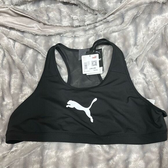 Puma Women S 4Keeps Mid Impact Sports Bra Black Size 1X - Picture 2 of 3